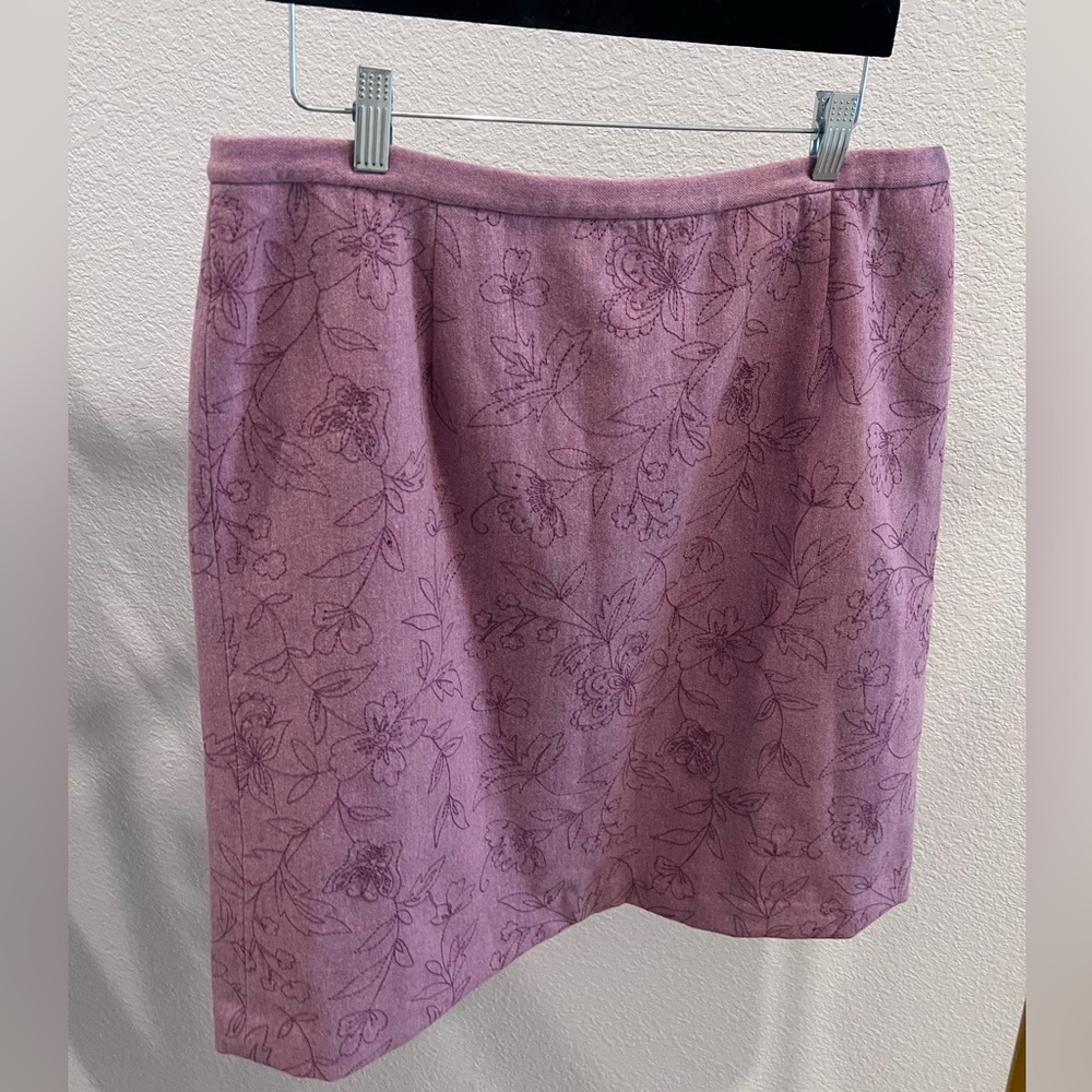 Pendleton Purple Embroidered Lamb’s Wool Pencil Skirt